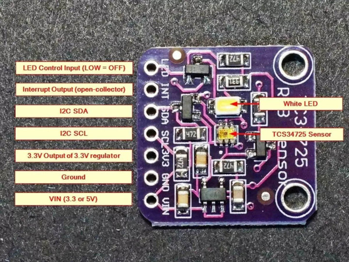 Modulo Sensor Reconocimiento De Color Rgb Tcs34725 - Tecneu