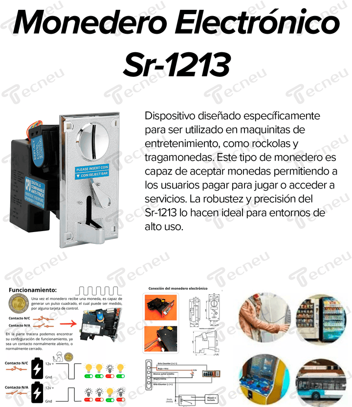 Monedero Electronico Maquinitas Rockola Tragamonedas Sr - 1213 - Tecneu