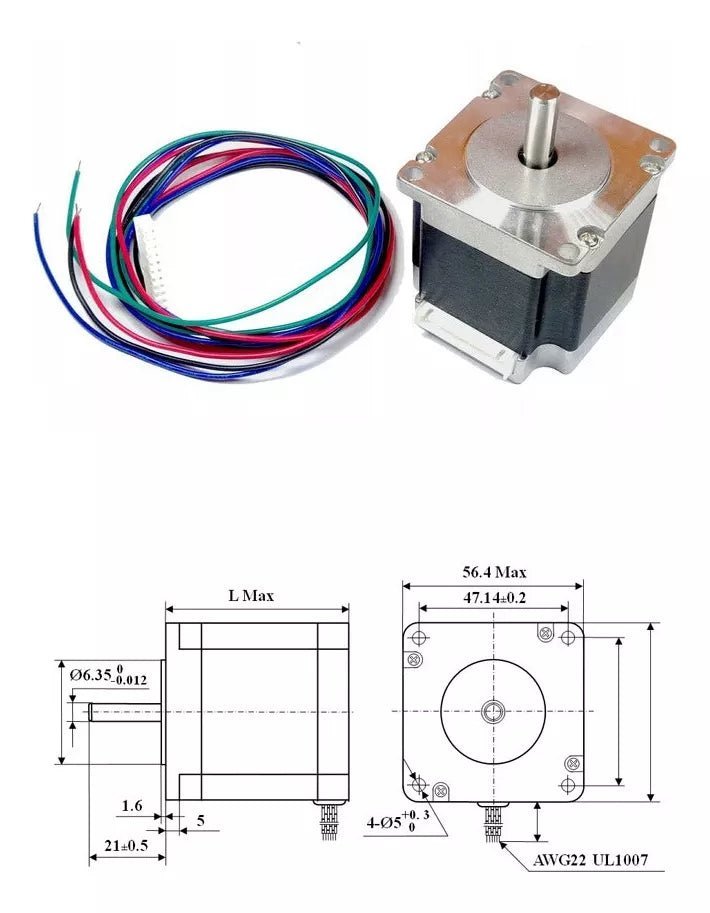 Motor A Pasos Nema 23 Bipolar 12kg/cm Cnc 23hs5628 - Tecneu