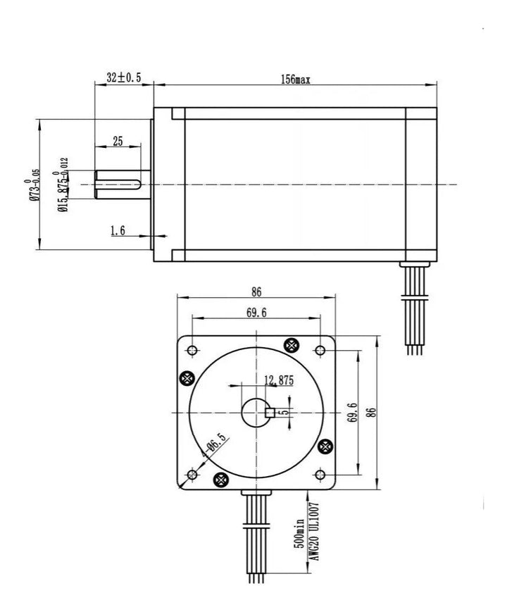 Motor A Pasos Nema 34 Cnc 86hs156 - 6204 Bipolar 6.2a 122kg/cm 3.6v - Tecneu