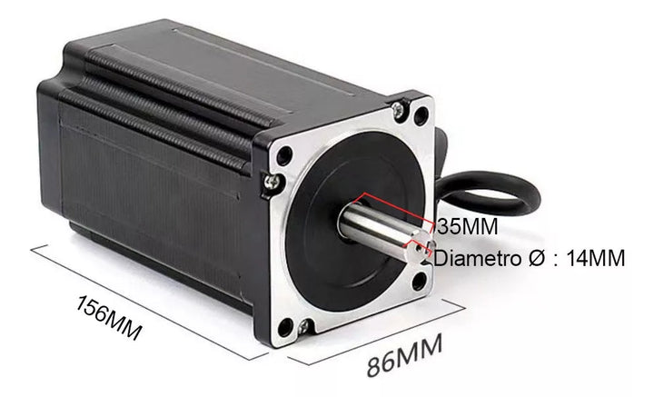 Motor A Pasos Nema 34 Cnc 86hs156 - 6204 Bipolar 6.2a 122kg/cm 3.6v - Tecneu