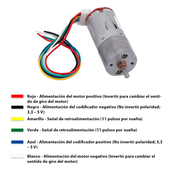 Motorreductor 12VDC JGA25 - 370 Motor 60 - 350RPM + Encoder Integrado - Tecneu