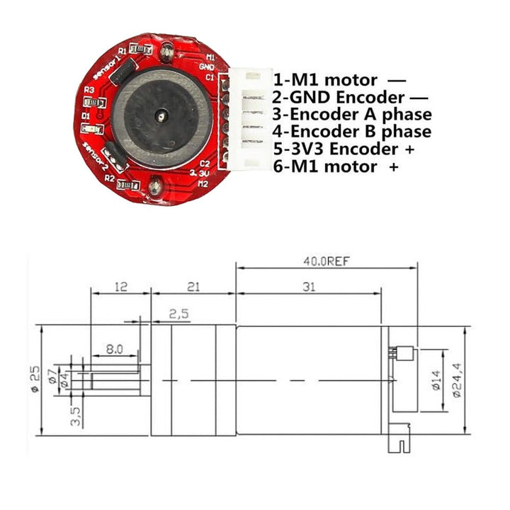 Motorreductor JGA25 - 370 12V 130RPM Motor DC con encoder integrado - Tecneu