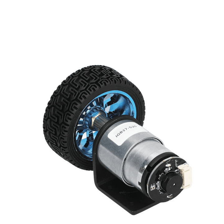 Motorreductor JGB37 - 520 6V 90rpm con Encoder Rueda y Soporte - Tecneu