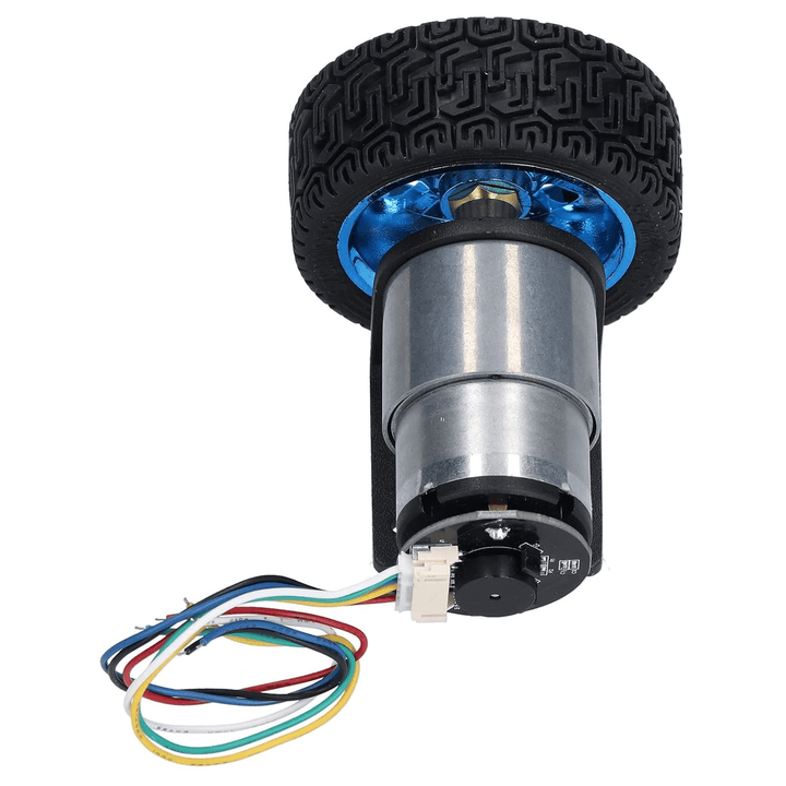 Motorreductor JGB37 - 520 6V 90rpm con Encoder Rueda y Soporte - Tecneu
