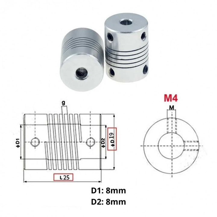 Nema Cople Flexible Cnc 3d Acoplador Eje 5x5mm 5x8mm 8x8mm - Tecneu