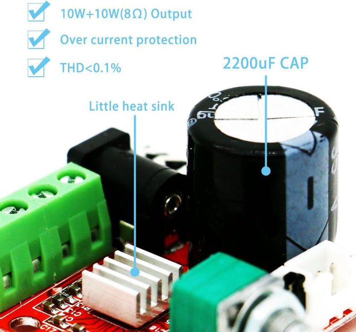 Pam8610 Amplificador Audio Control De Volumen 2x10w - Tecneu