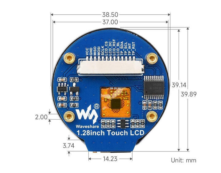 Pantalla Táctil Redonda 1.28" Pulgadas SPI I2C Color IPS LCD - Tecneu