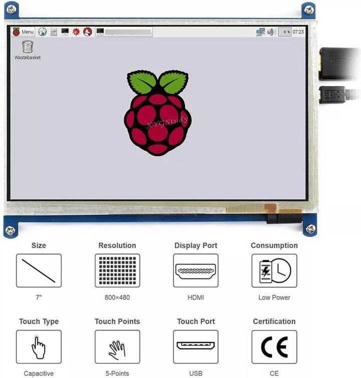 Pantalla Touch 7 Pulgadas Lcd 1024x600 Tactil Raspberry Pi - Tecneu