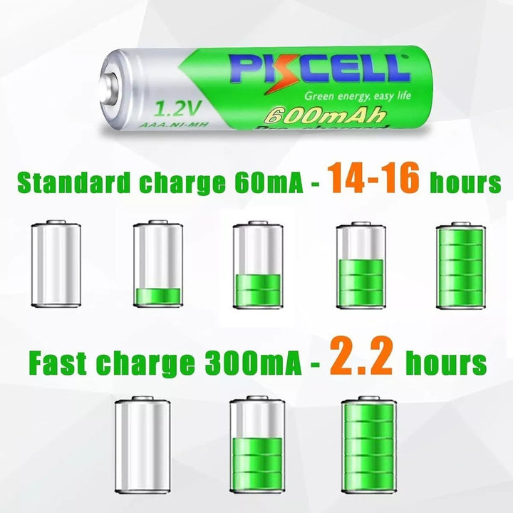 Paquete 4 Pilas Recargables de 600mAh 1.2 V, Pilas AAA Pkcell® - Tecneu