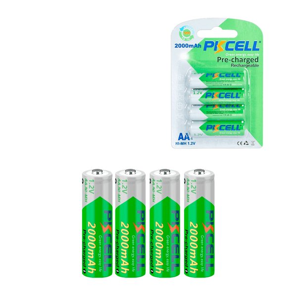 Paquete 4 Pilas Recargables PkCell® 1.2v Baterías 2000mAh - Tecneu
