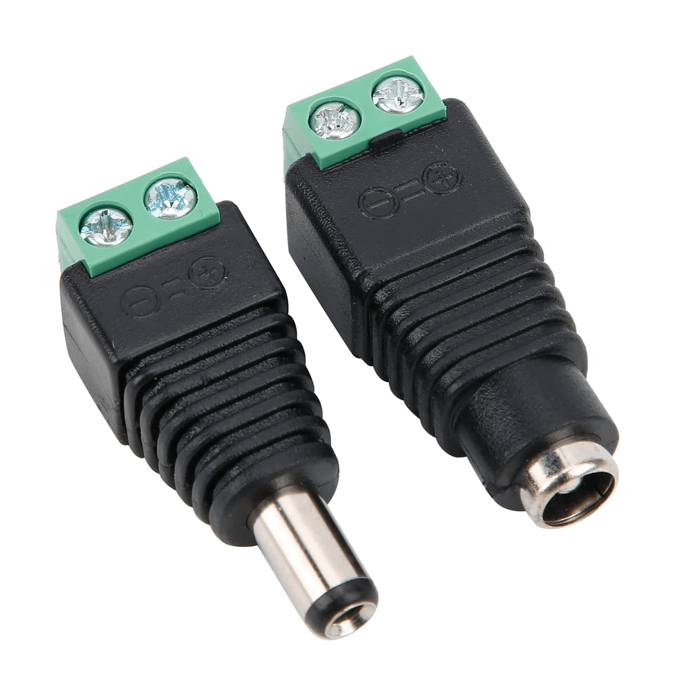 Par De Conectores DC 5.5x2.1 mm Macho y Hembra Terminal Tornillo para CCTV LED