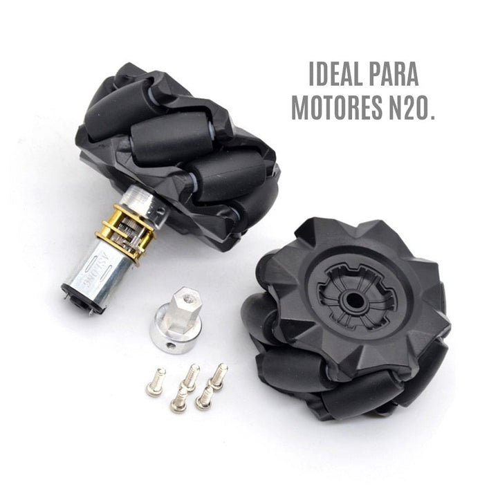 Par De Llantas Omnidireccionales 1 Llanta IZQUIERDA y 1 Llanta DERECHA Con Acoplamiento Metálico y Tornillería - Tecneu