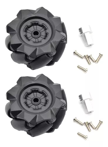 Par De Llantas Omnidireccionales 1 Llanta IZQUIERDA y 1 Llanta DERECHA Con Acoplamiento Metálico y Tornillería - Tecneu