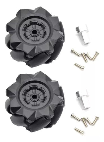 Par De Llantas Omnidireccionales 1 Llanta IZQUIERDA y 1 Llanta DERECHA Con Acoplamiento Metálico y Tornillería