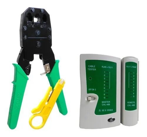 Pinza Ponchadora 3 En 1 Rj45 Rj11 Rj12 Con Tester Probador - Tecneu