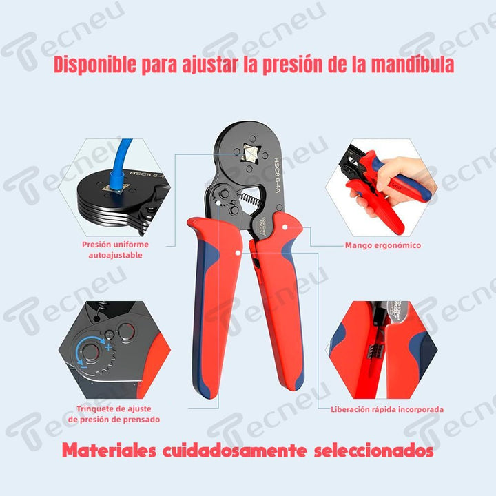 Pinza Ponchadora Para Terminales Ferrules 0.25 - 10mm Awg23 - 7 - Tecneu