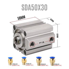 Pistón Actuador Neumático Cilindro SDA50x30 Aire 0.1-0.7mpa