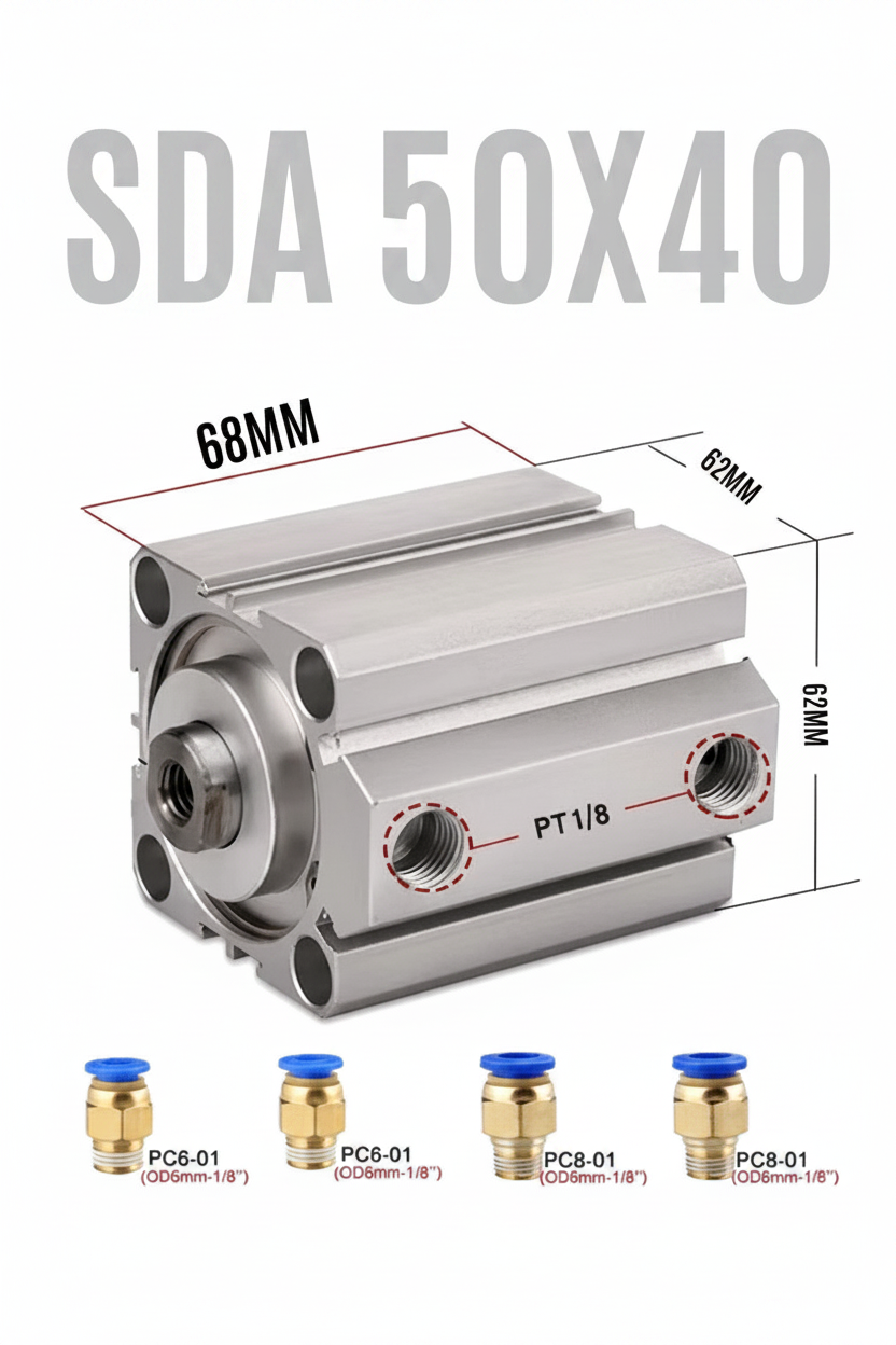 Pistón Actuador Neumático Cilindro SDA50X40 Aire 0.1-0.7mpa