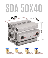 Pistón Actuador Neumático Cilindro SDA50X40 Aire 0.1-0.7mpa