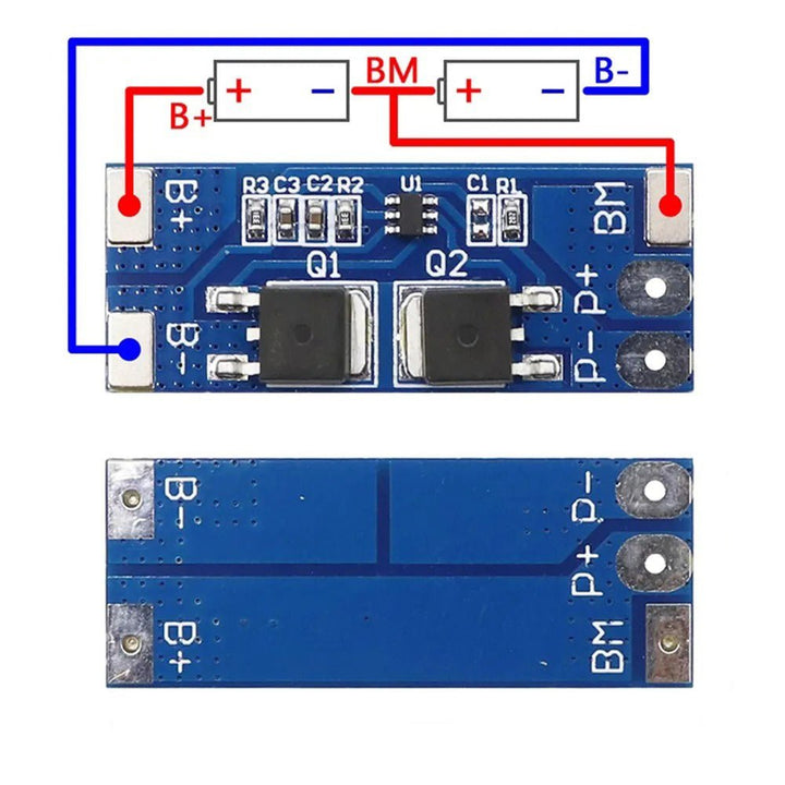 Placa de protección de batería de litio 2S 7.4 V/6.4 V corriente de trabajo 8A Max 15A/protección de descarga - sobrecarga - Tecneu