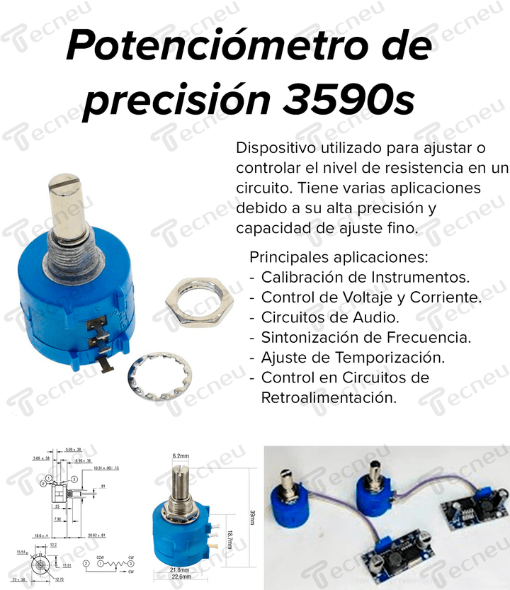 Potenciometro De Precisión 3590s Con Perilla 1 - 2 - 5 - 10 - 20 K - Tecneu