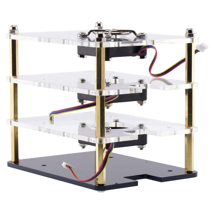 Protector De Acrilico Para 3 Raspberry Pi 5 + 3 Ventiladores - Tecneu