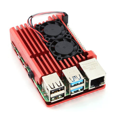 Protector De Aluminio + 2 Ventiladores Para Raspberry Pi 4b+