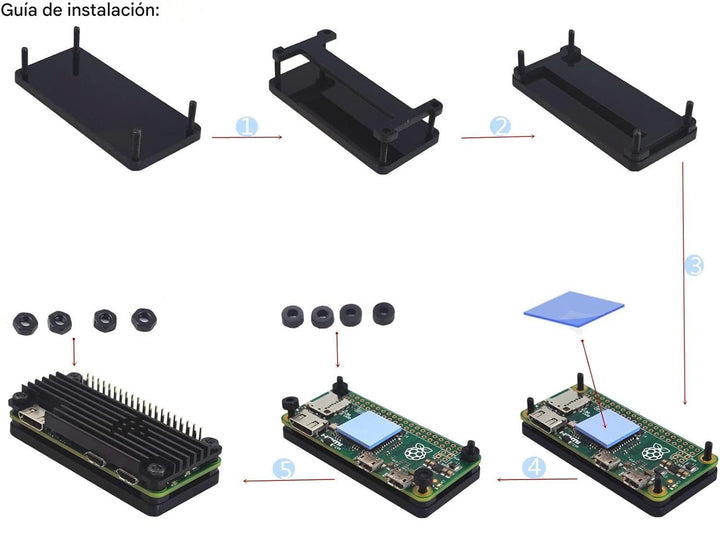 Protector De Aluminio Raspberry Pi Zero/zero W/2w Con Disipador - Tecneu