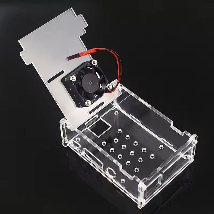 Protector Transparente de Acrílico Para Raspberry Pi 4b + Ventilador + 3 Disipadores - Tecneu