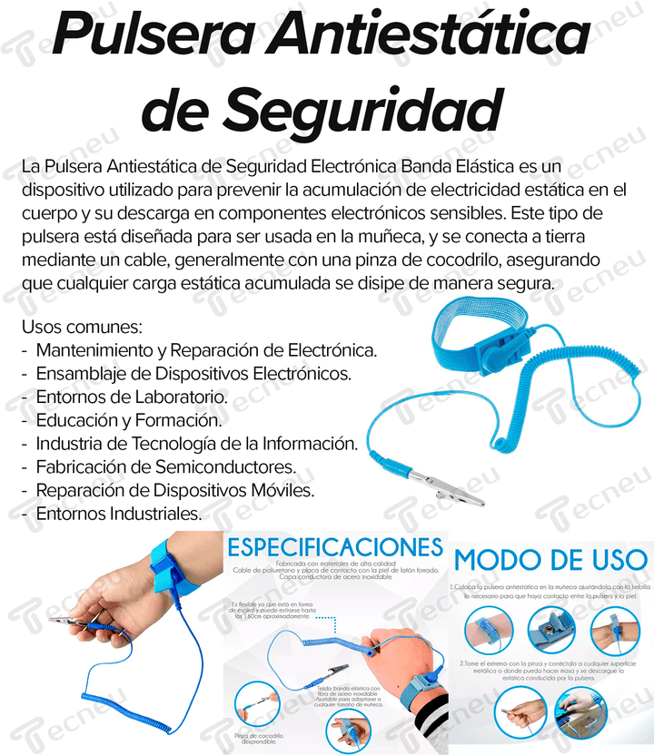 Pulsera Antiestática De Seguridad Electrónica Banda Elastica - Tecneu