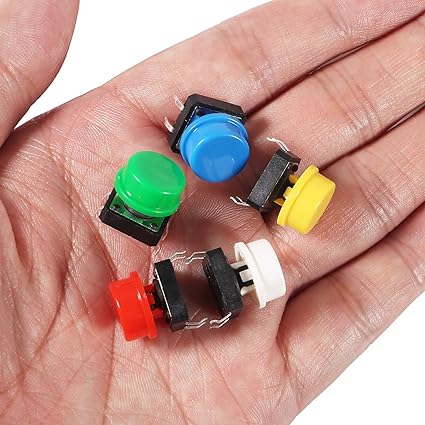 Push Button 12x12mm 4 Pines Con Capuchón Colores - Tecneu