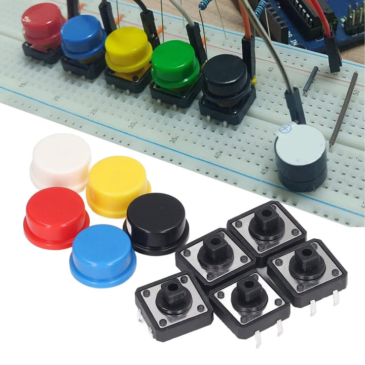 Push Button 12x12mm 4 Pines Con Capuchón Colores - Tecneu