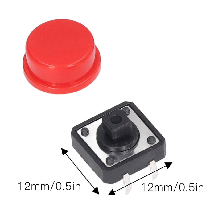 Push Button 12x12mm 4 Pines Con Capuchón Colores - Tecneu