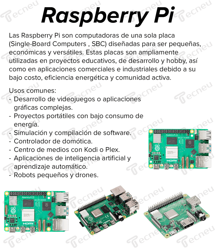 Raspberry Pi 5 Computadora de una sola placa 8GB - Tecneu