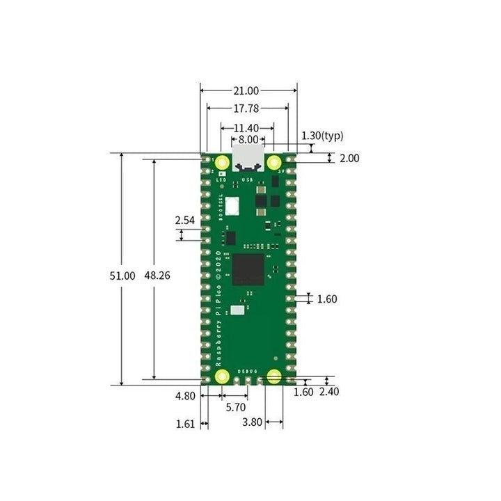 Raspberry Pi Pico Rp2040 Dual Core Arm Cortex M0 Tipo C Pines Soldados - Tecneu