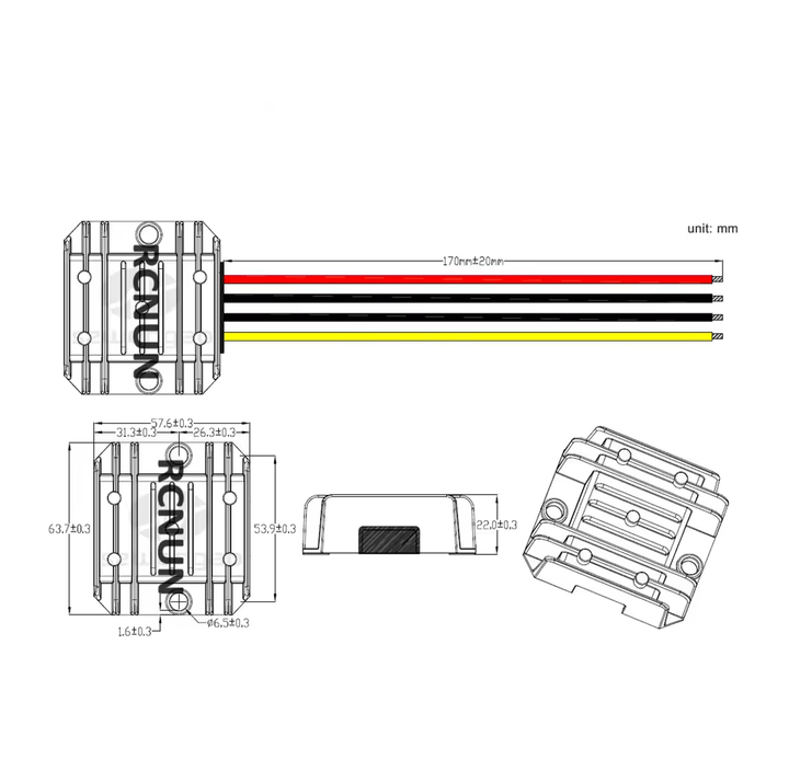 Regulador Reductor 24 - 12VDC 20A Impermeable Step - down buck IP68 240W - Tecneu