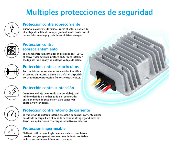 Regulador Reductor 24 - 5VDC 10A Impermeable Step - down buck IP68 - Tecneu