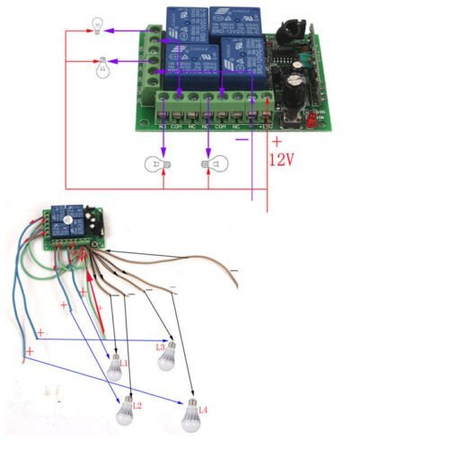 Relay Control Remoto 4 Canales 12v 433 Mhz Inalámbrico Rf - Tecneu