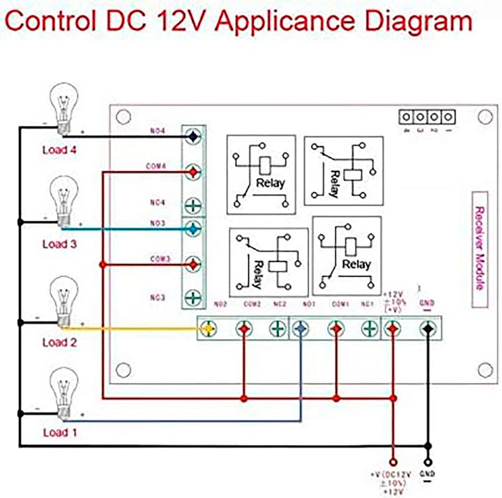 Relay Control Remoto 4 Canales 12v 433 Mhz Inalámbrico Rf - Tecneu