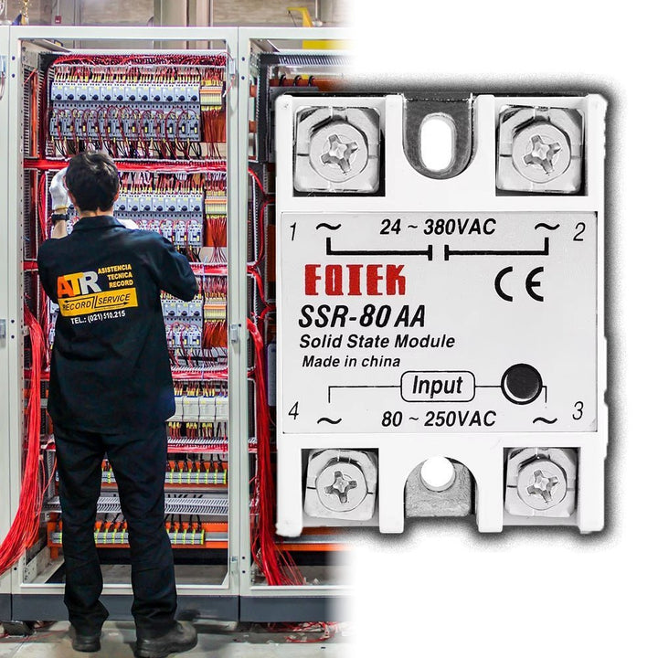 Relevador De Estado Sólido Ssr - 80 AA Relé 80A 24 - 380VAC Led - Tecneu