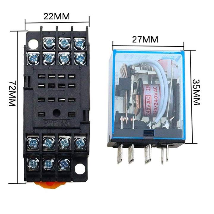 Relevador Industrial Relay Control MY4NJ + Base PYF14A - Tecneu