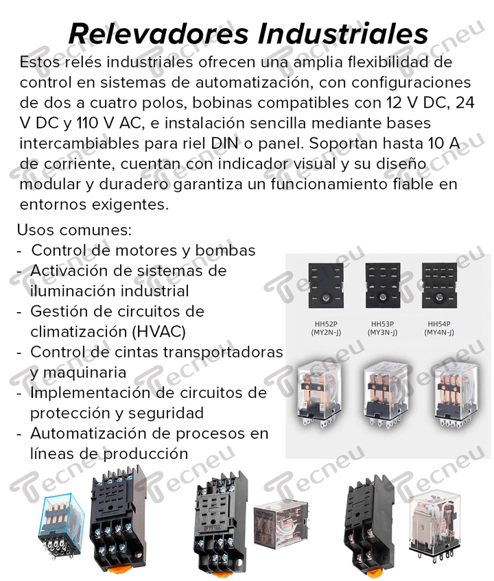 Relevador Industrial Relay Control MY4NJ + Base PYF14A - Tecneu