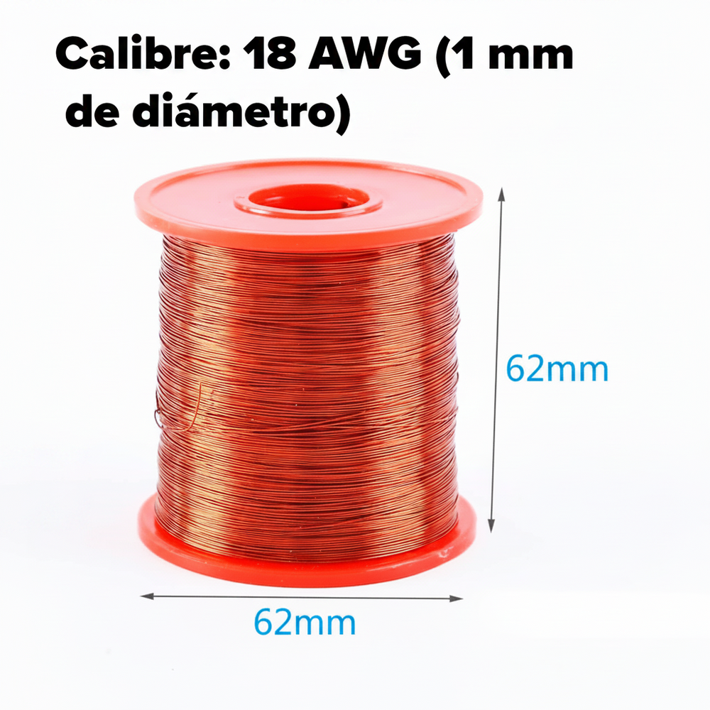 Rollo Bobina Alambre Magneto Esmaltado 500g 100% Cobre 18AWG