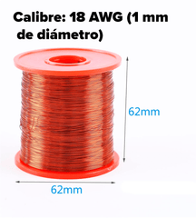 Rollo Bobina Alambre Magneto Esmaltado 500g 100% Cobre 18AWG