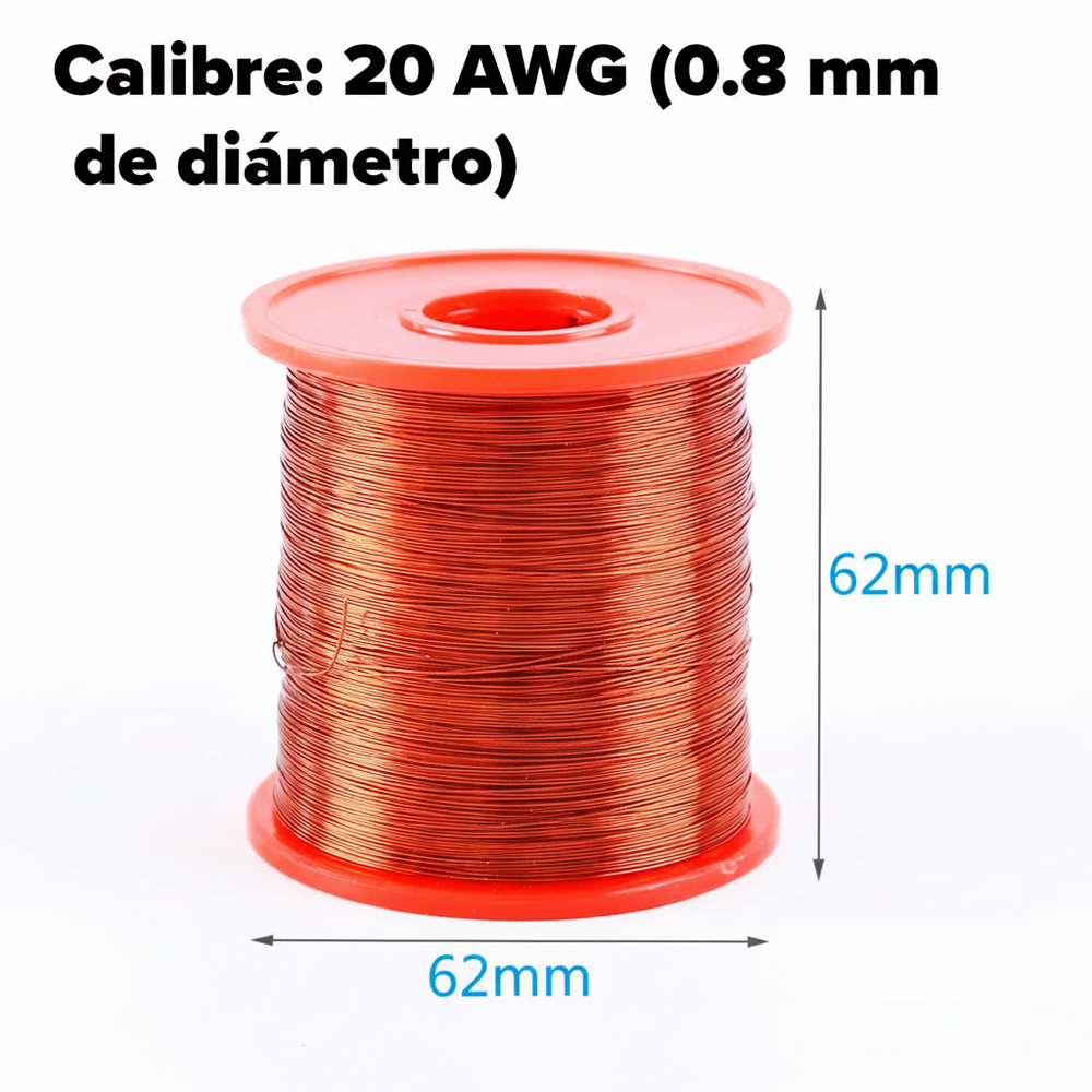 Rollo Bobina Alambre Magneto Esmaltado 500g 100% Cobre 20AWG