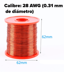 Rollo Bobina Alambre Magneto Esmaltado 500g 100% Cobre 28AWG