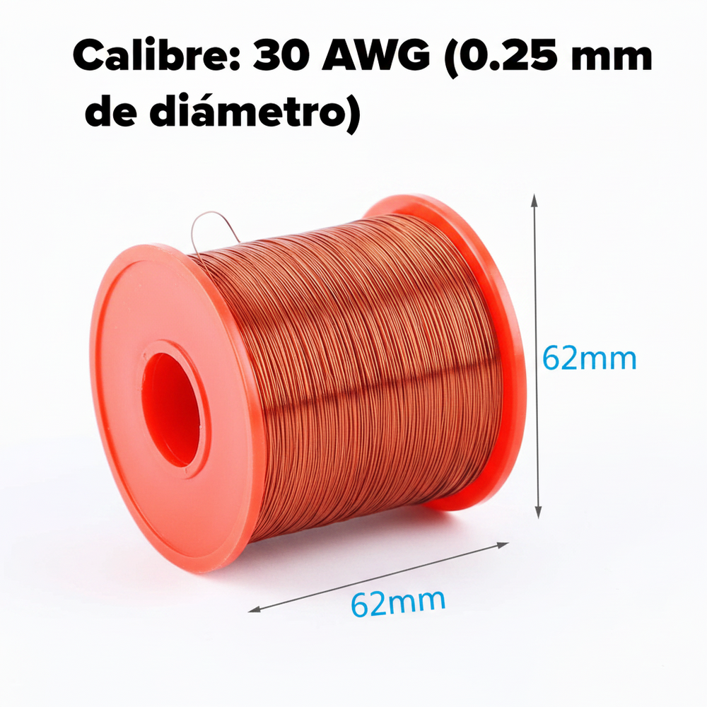 Rollo Bobina Alambre Magneto Esmaltado 500g 100% Cobre 30AWG