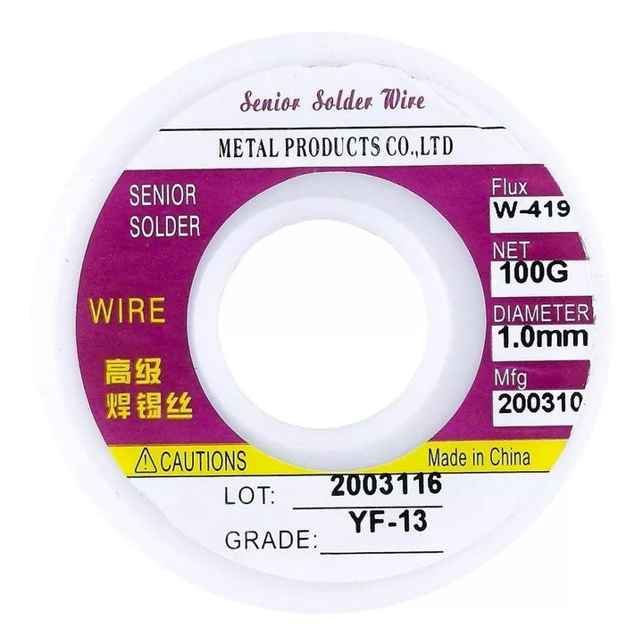 Rollo De Soldadura 100 Grs Aleacion 60/40 Estaño/ Plomo 1 Mm - Tecneu