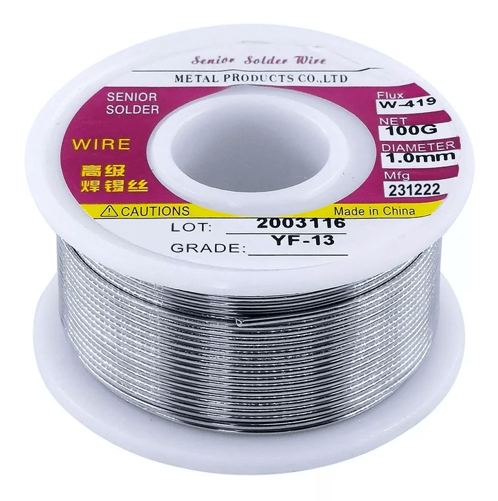 Rollo De Soldadura 100 Grs Aleacion 60/40 Estaño/ Plomo 1 Mm - Tecneu